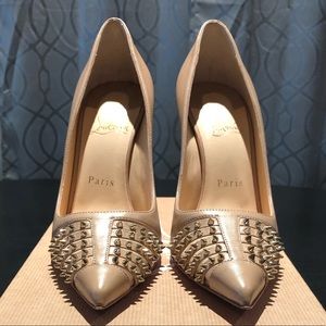 *Authentic* Christian Louboutin Nude Studded Pumps